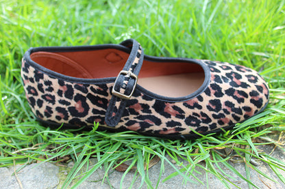 Ballerine in velluto leopardato chiaro