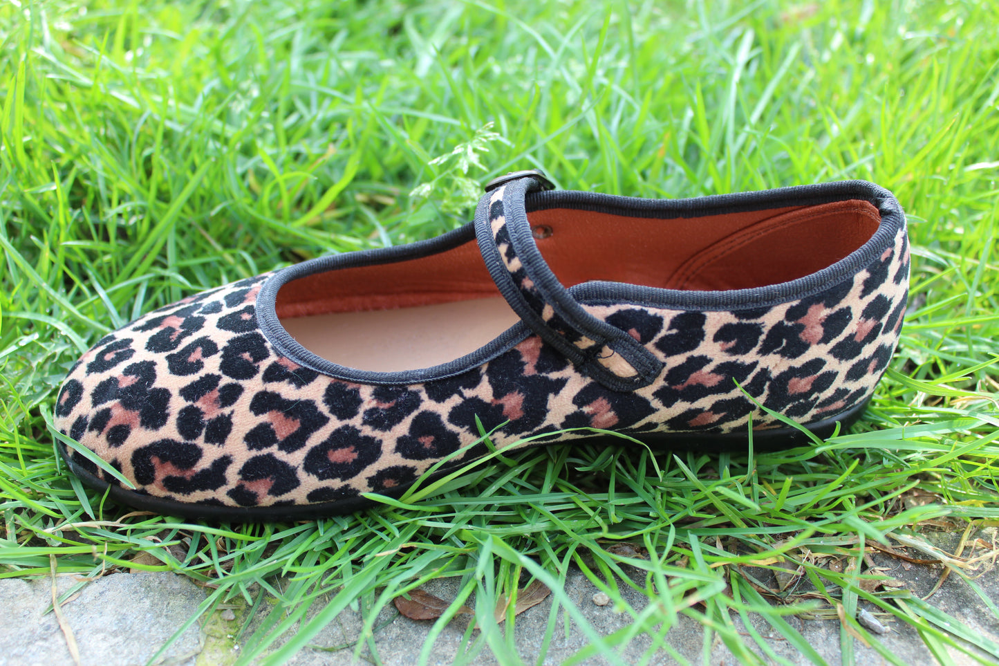 Ballerine in velluto leopardato chiaro