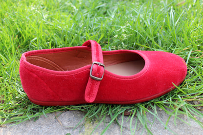 Ballerine in velluto rosso