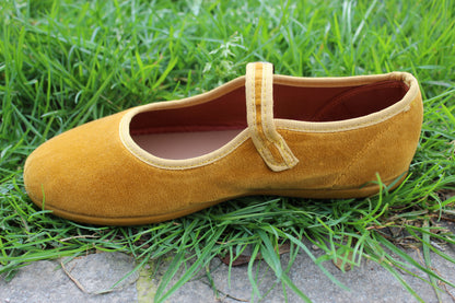 Ballerine in velluto giallo senape