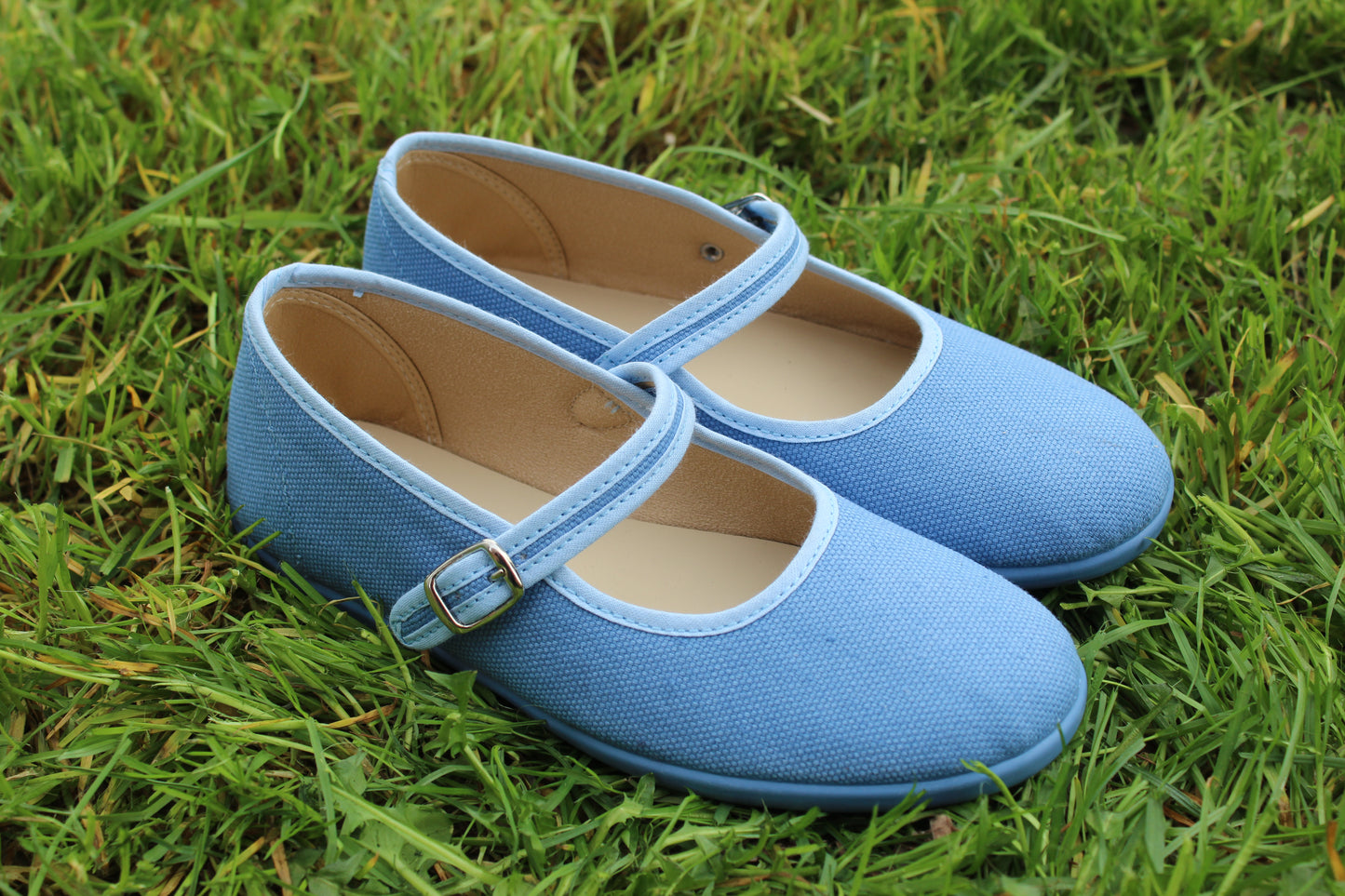 Ballerine in cotone azzurro
