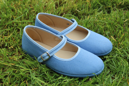Ballerine in cotone azzurro