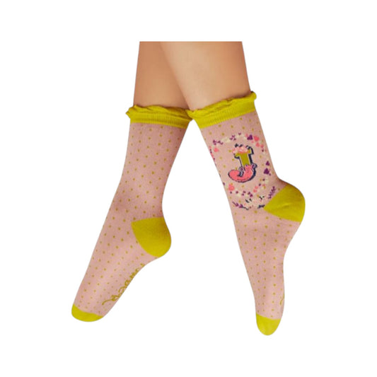 Calze in bamboo con lettera iniziale J