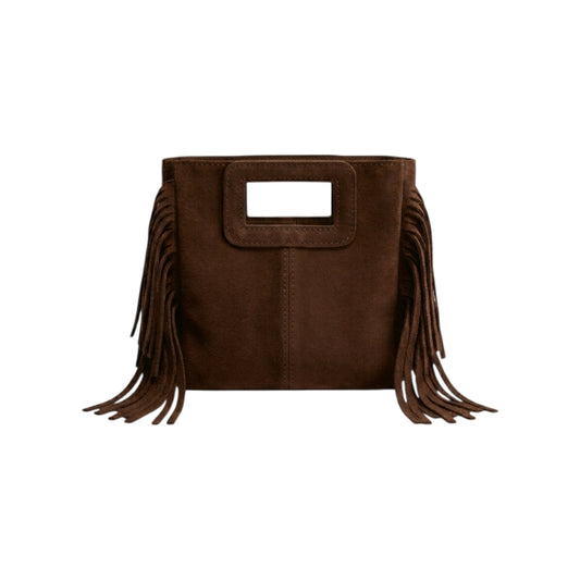 Borsa mini Suede con frange marrone