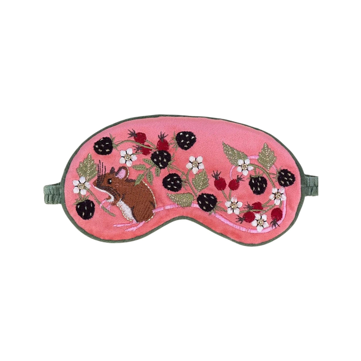 Maschera da notte velluto rosa ricamo Bosco