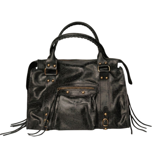 Borsa Maxi Bag pelle graffiata nera