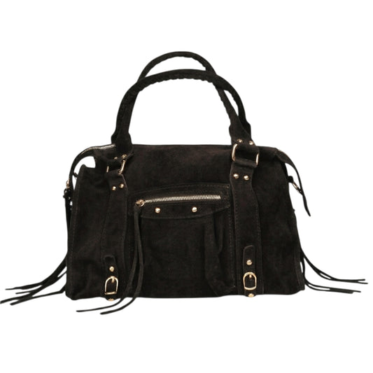 Borsa Maxi Bag pelle scamosciata nero