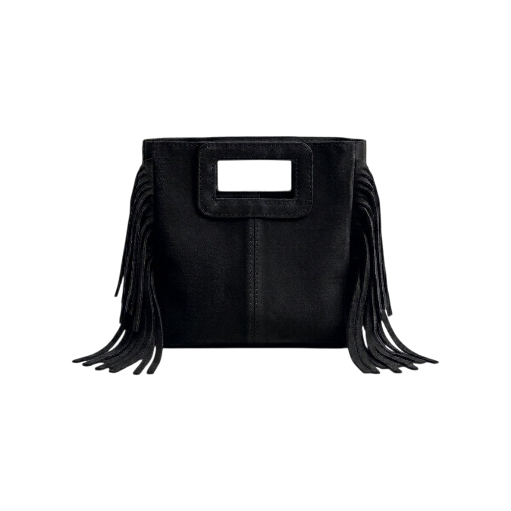 Borsa mini Suede con frange nero
