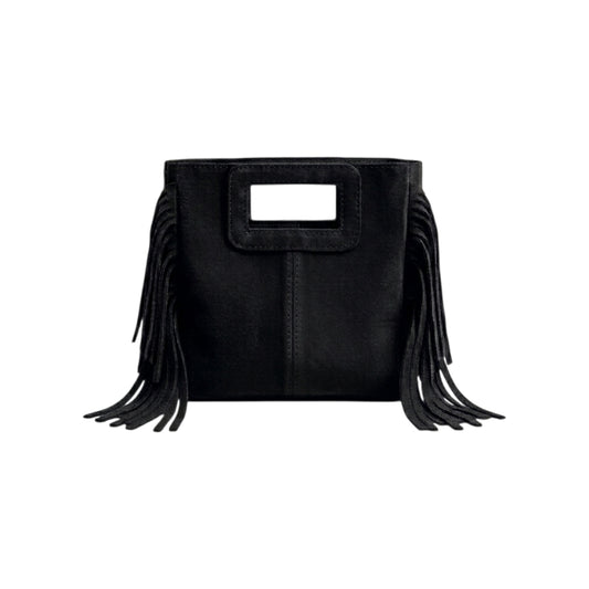 Borsa mini Suede con frange nero