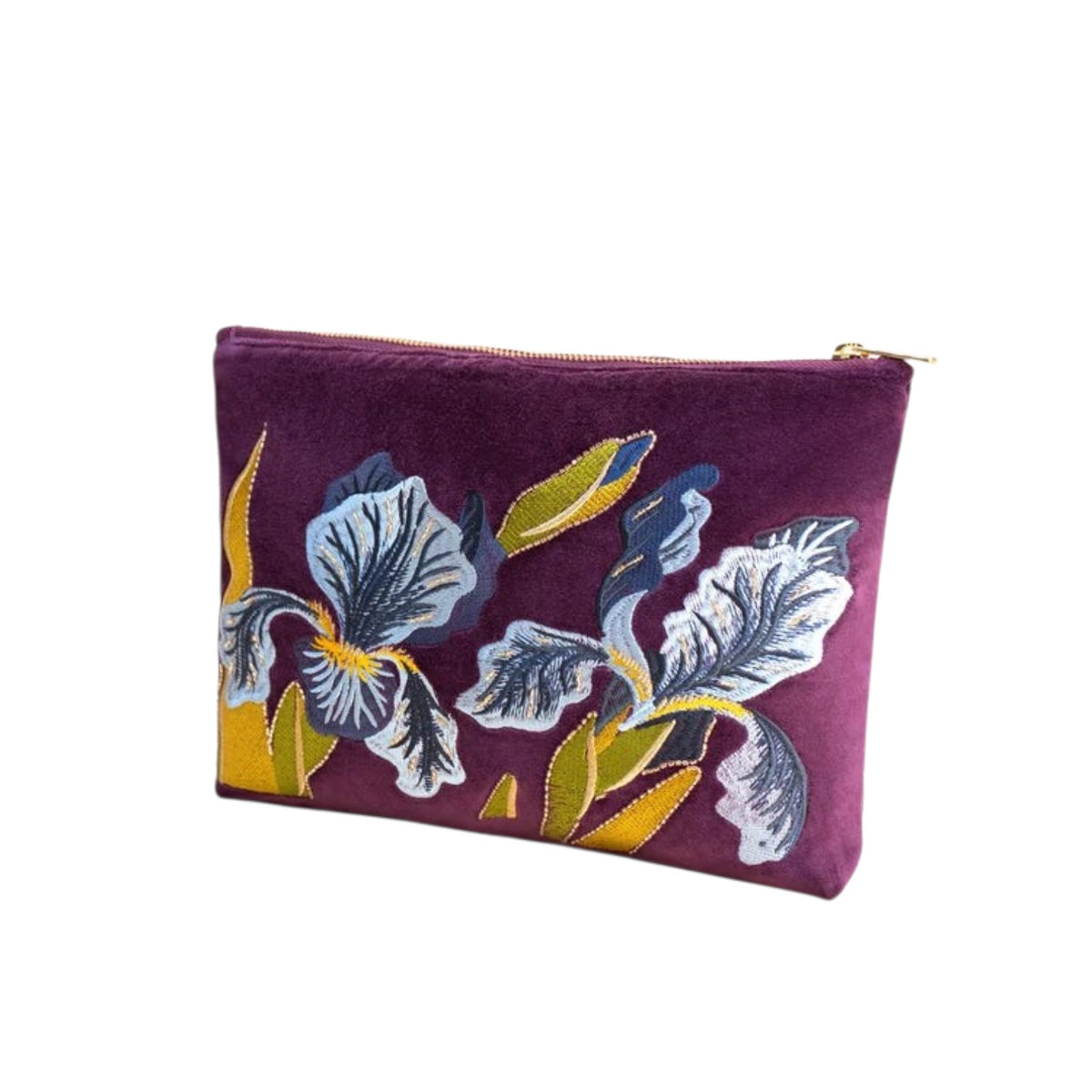 Pochette velluto viola ricamo Iris