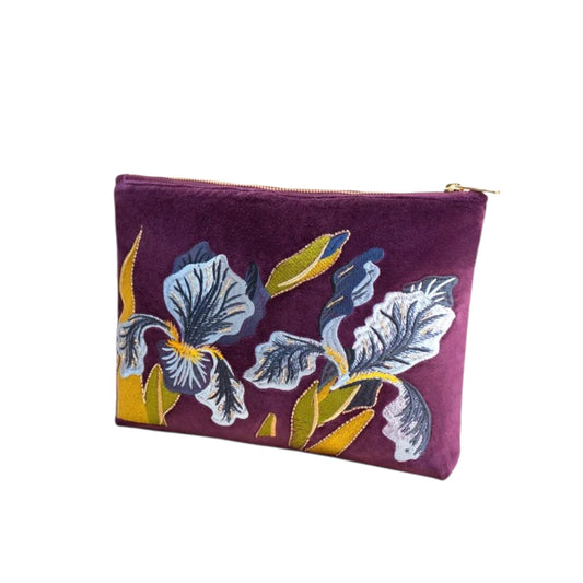 Pochette velluto viola ricamo Iris