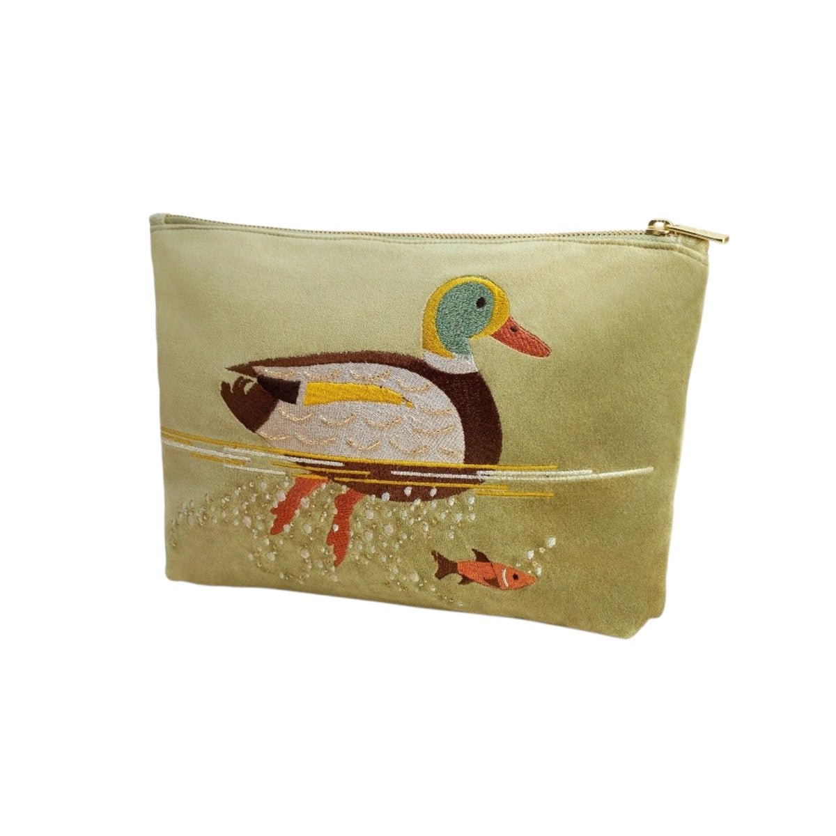 Pochette velluto verde ricamo Anatra
