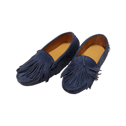 Mocassino scamosciato frange jeans estivo