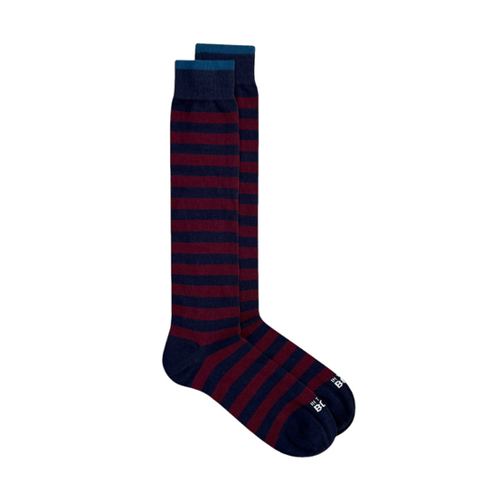 Calze in the box lunghe righe blu/bordeaux stripe rugby new