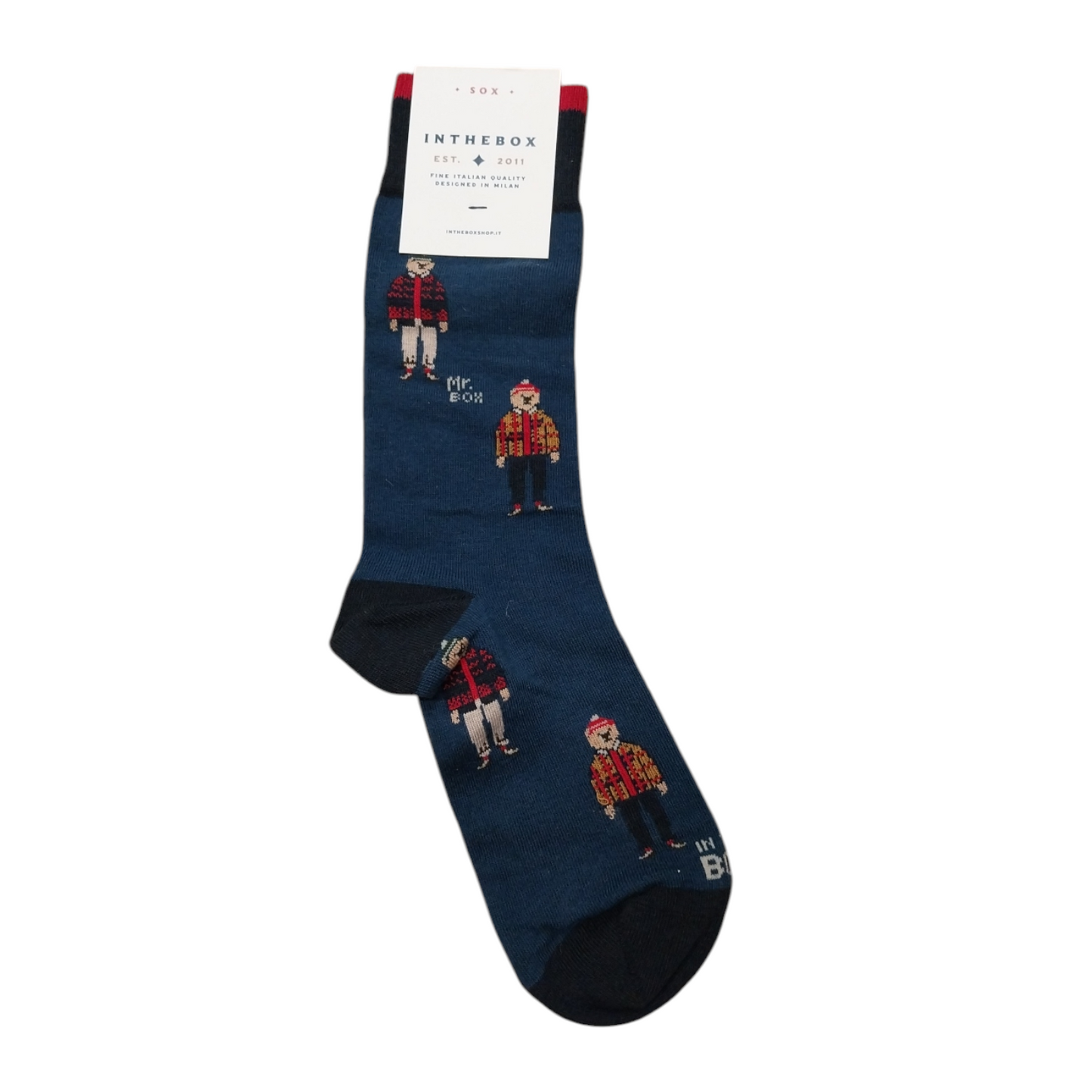 Calze in the box corte Orsetti blu mr box tartan