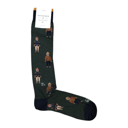 Calze in the box lunghe Orsetti verde militare mr box tartan