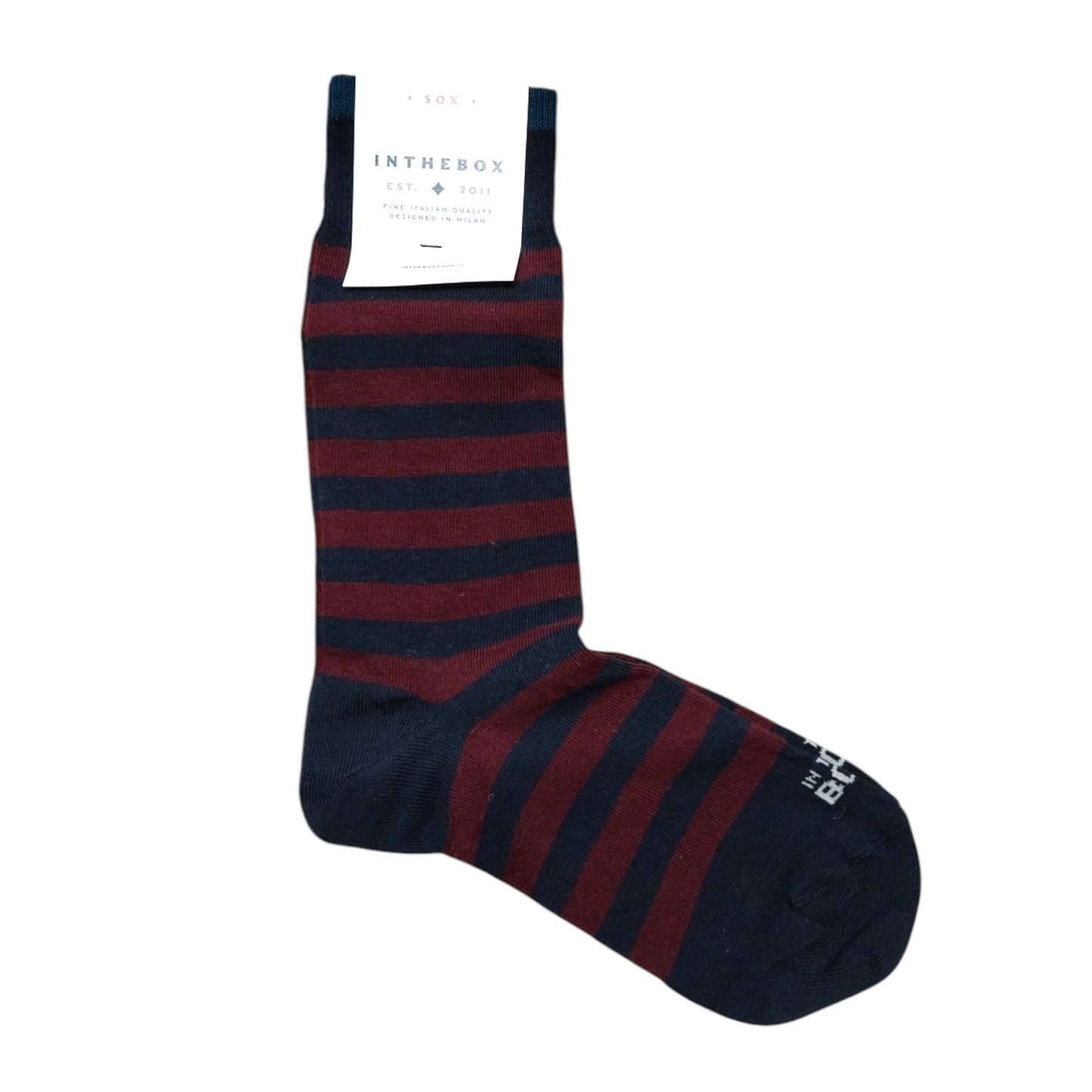 Calze in the box corte righe blu/bordeaux stripe rugby