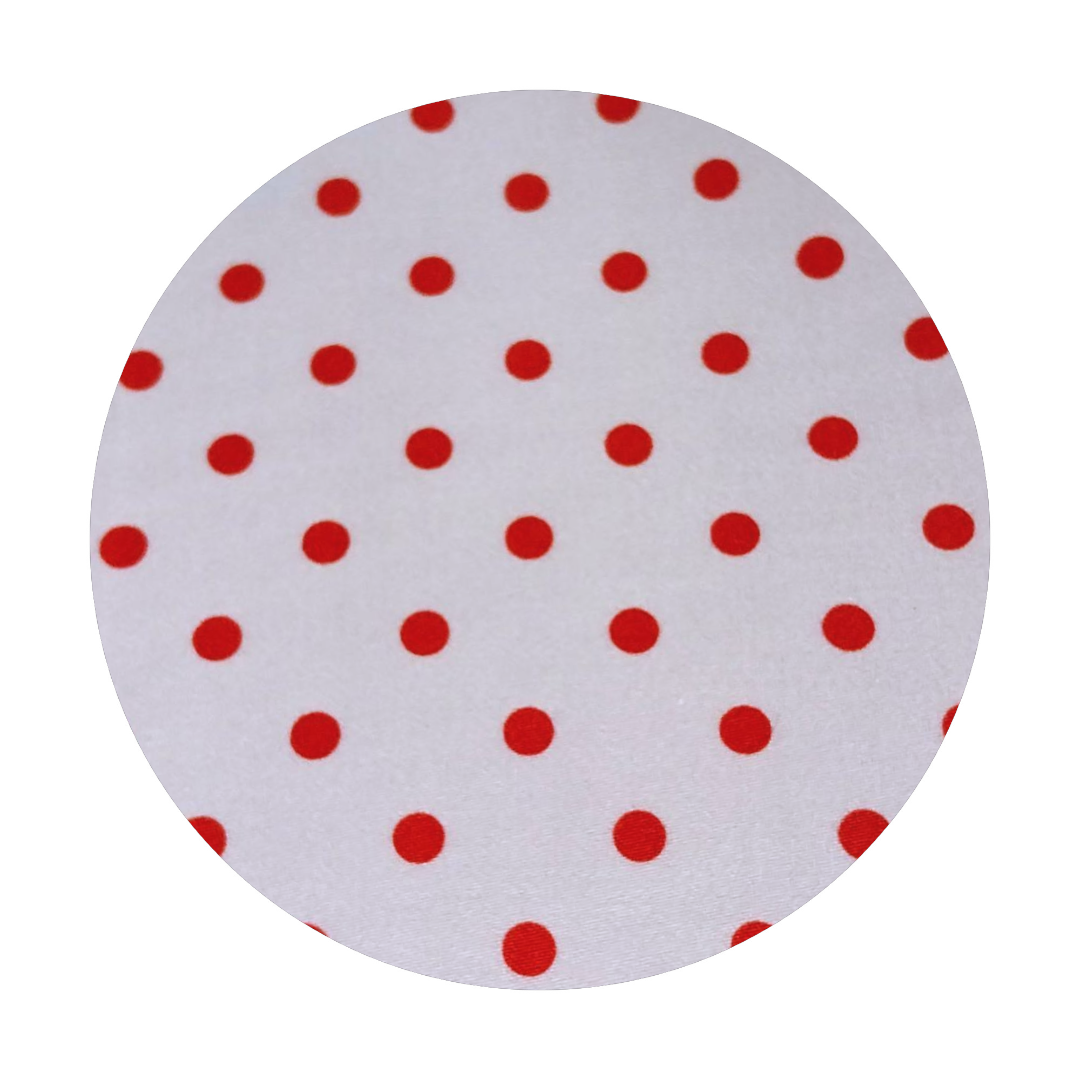 Gonna cotone fermo pois rosso base avorio