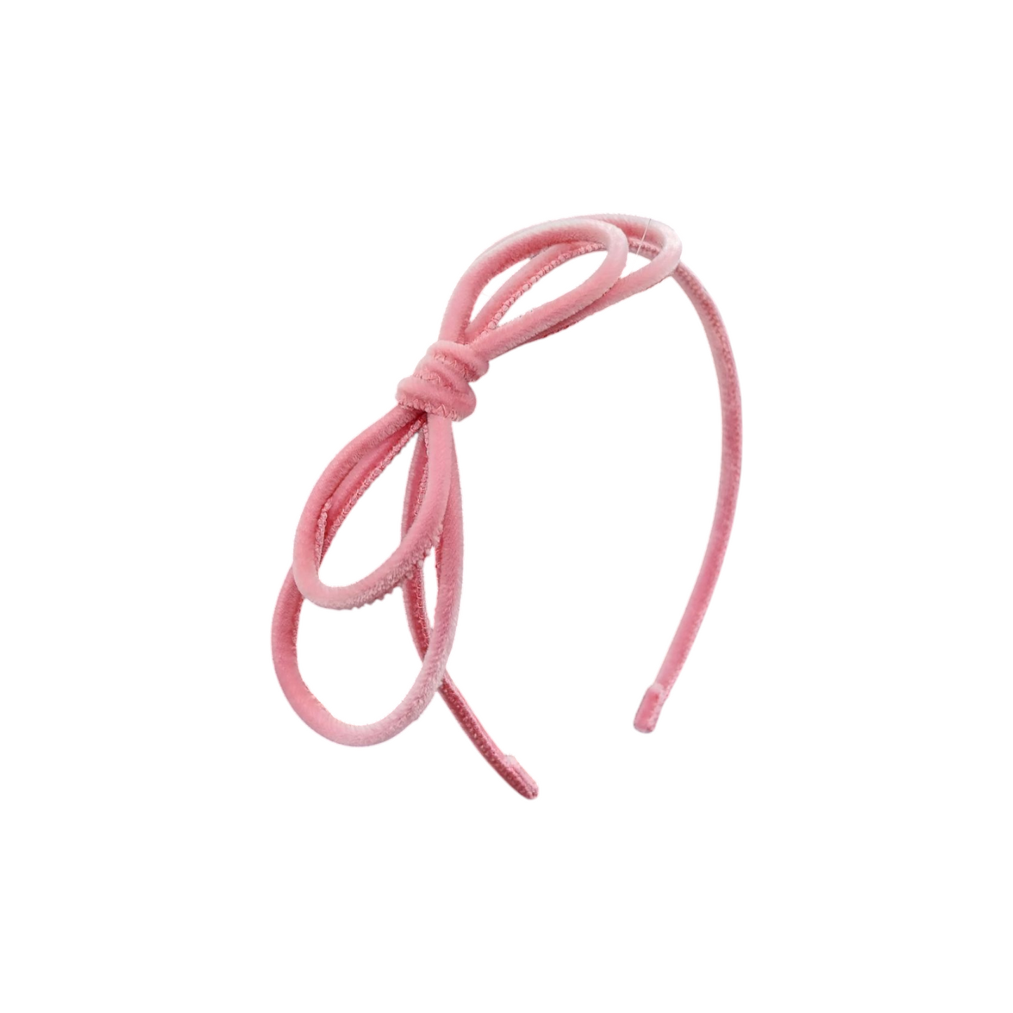 Cerchietto in velluto con fiocco rosa