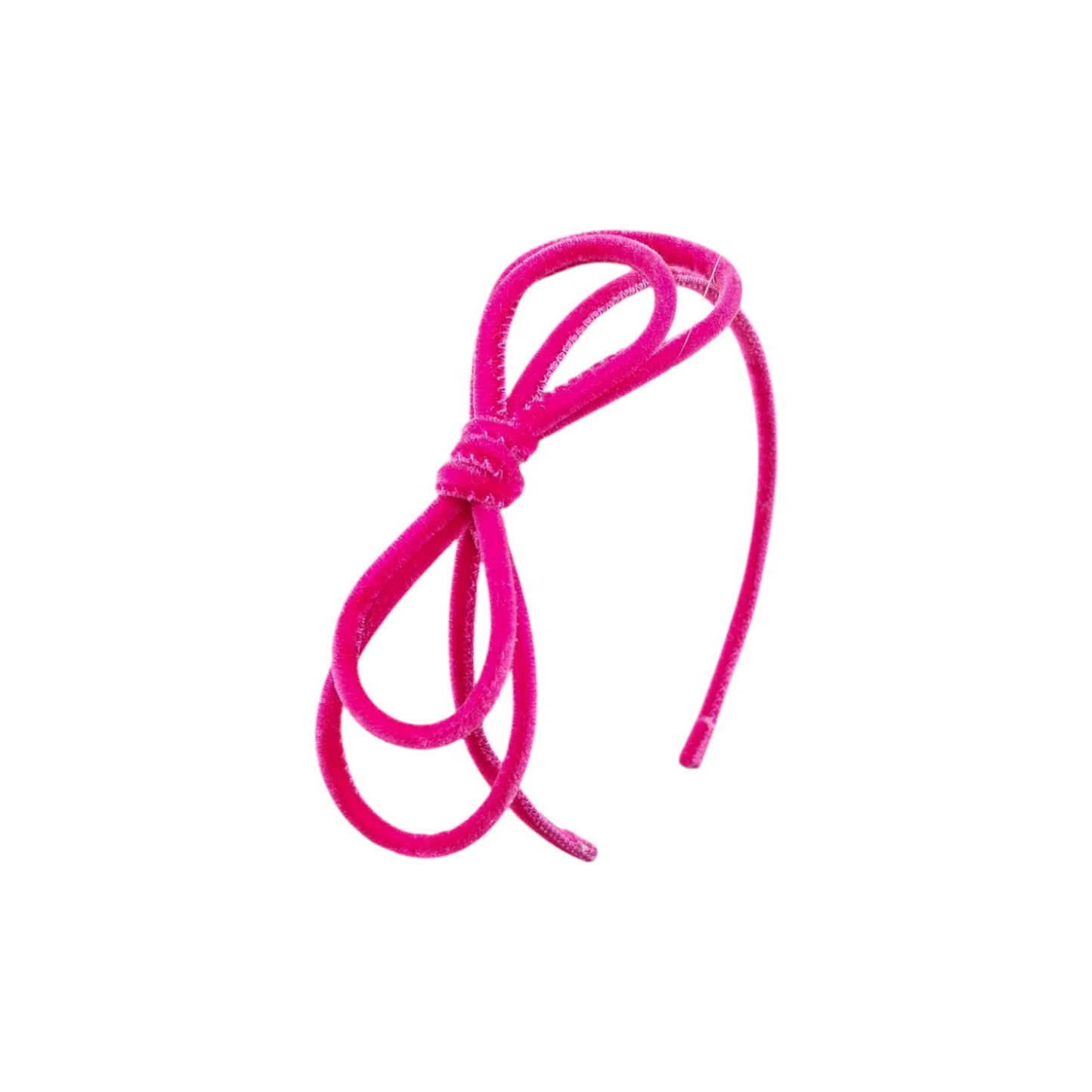 Cerchietto in velluto con fiocco fuxia