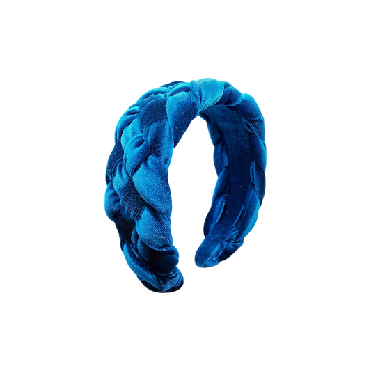 Cerchietto in velluto a treccia blu
