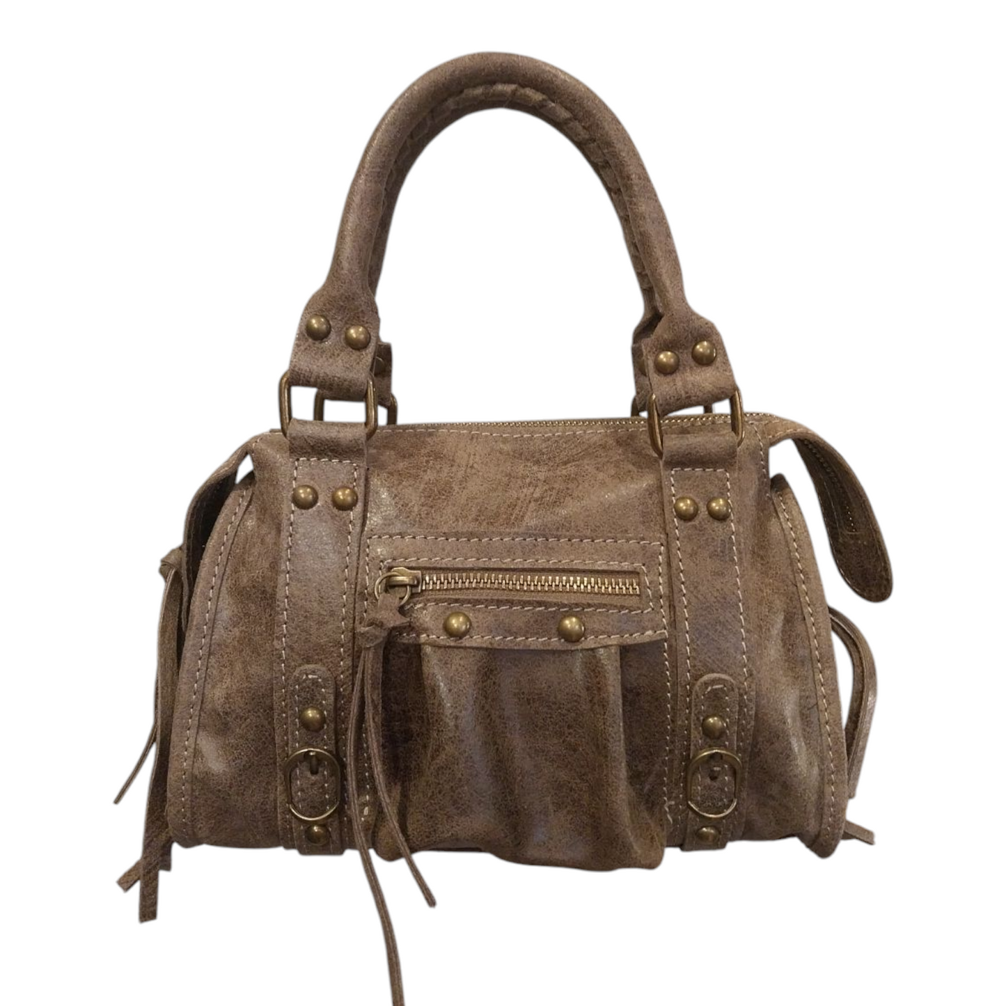 Borsa Mini Bag pelle graffiata taupe