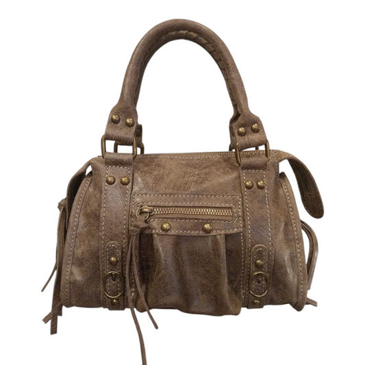 Borsa Mini Bag pelle graffiata taupe