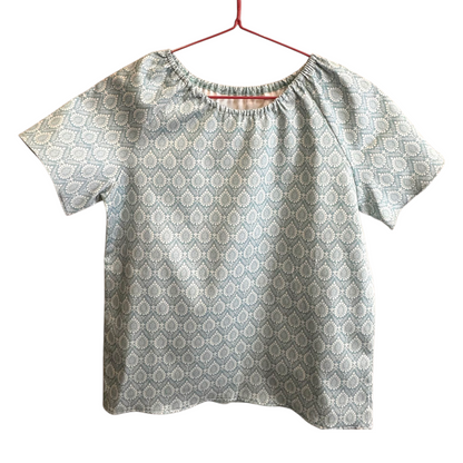 Camicia maniche corte cotone fermo Damasco azzurro