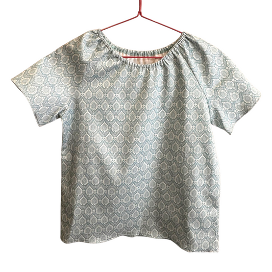 Camicia maniche corte cotone fermo Damasco azzurro