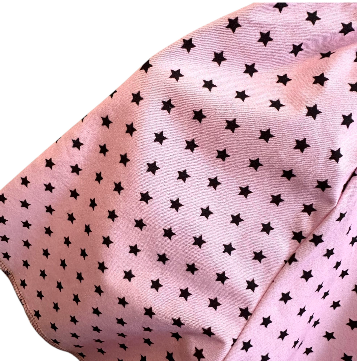 Camicia maniche corte cotone fermo stelline nere base rosa