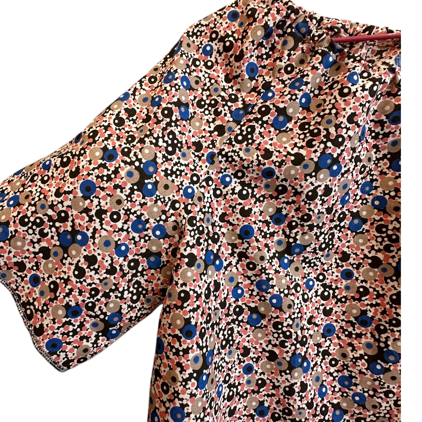 Camicia maniche lunghe cotone fermo geometrico rosa e blu