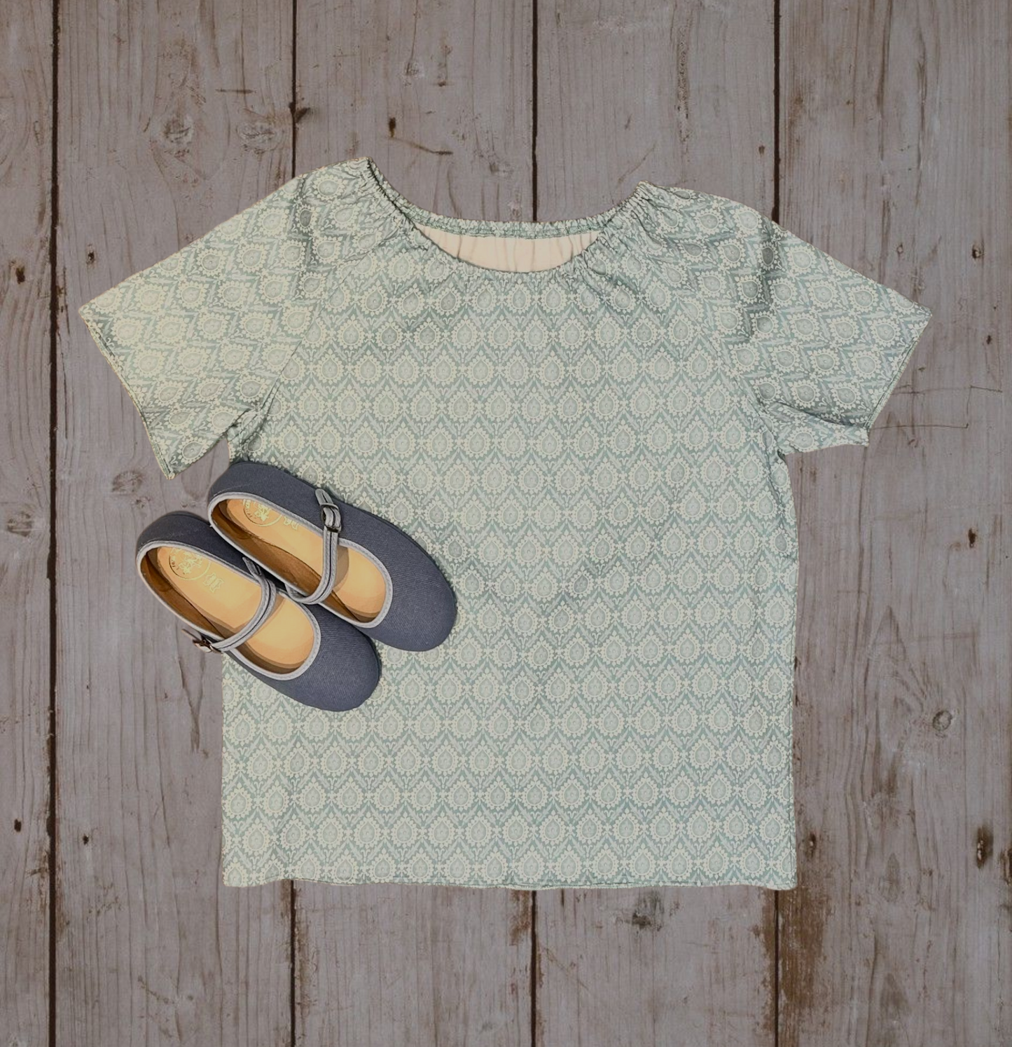 Camicia maniche corte cotone fermo Damasco azzurro