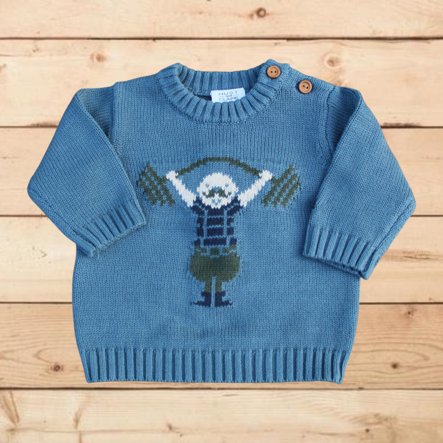 Maglioncino azzurro denim omino forzuto