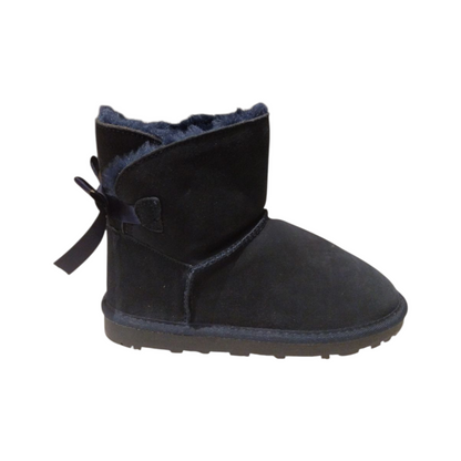 Stivaletti con pelo blu alto con fiocco