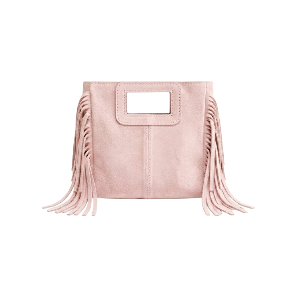 Borsa mini Suede con frange rosa