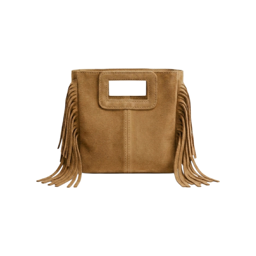 Borsa mini Suede con frange senape