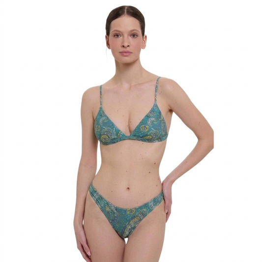 Costume bikini slip brasiliana donna Cachemire verde Liberty