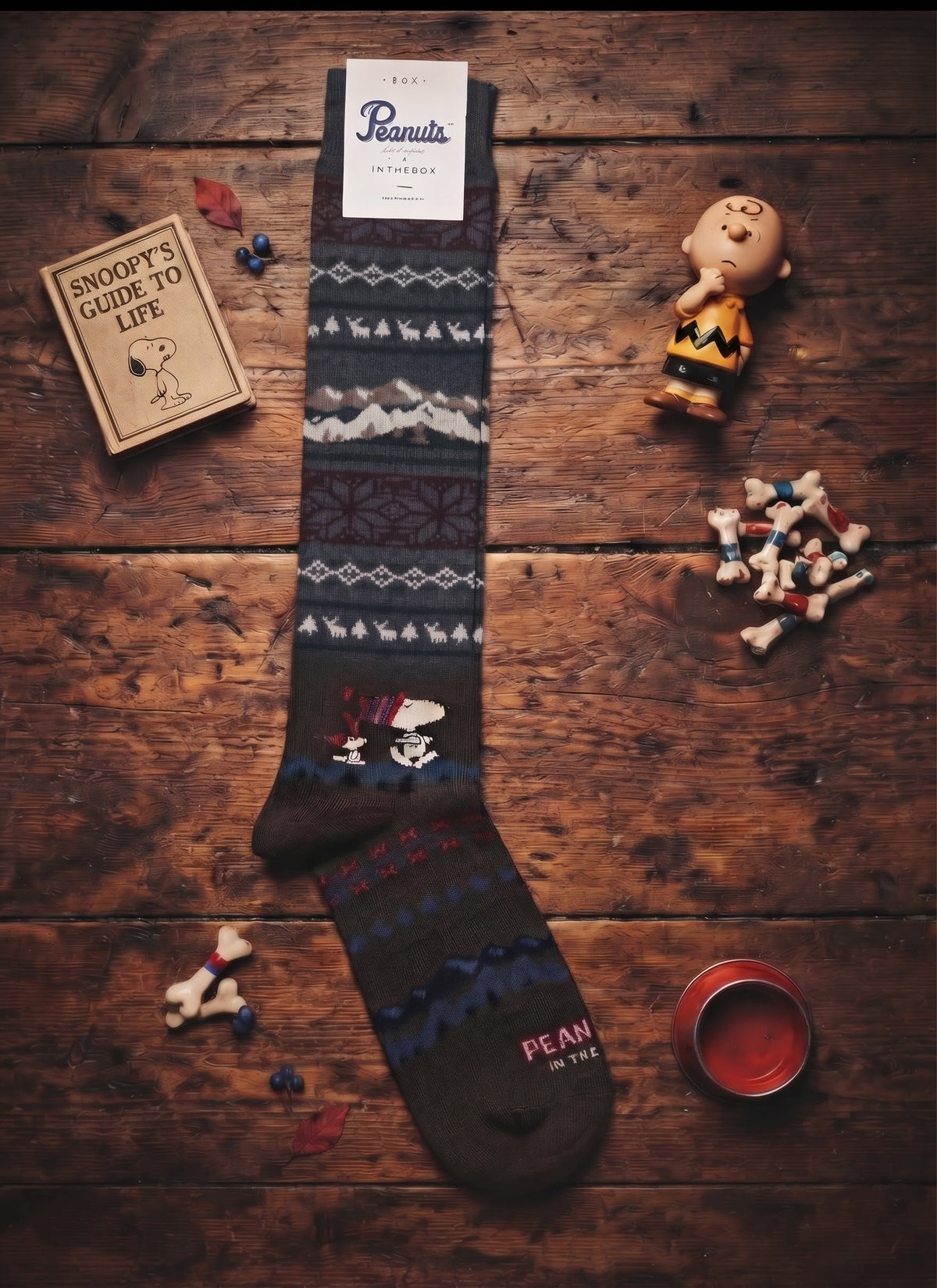 Calze lunghe Snoopy Christmas stripe grigio