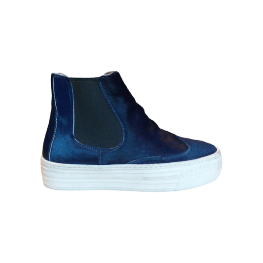 Stivaletto platform in cavallino blu