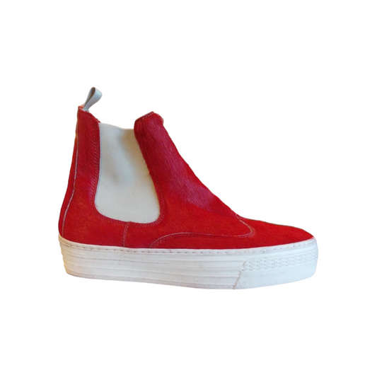 Stivaletto platform in cavallino rosso