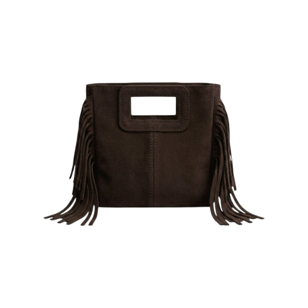 Borsa mini Suede con frange testa di moro
