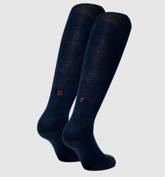 Calza singola blu notte con mini lettera iniziale rossa uomo