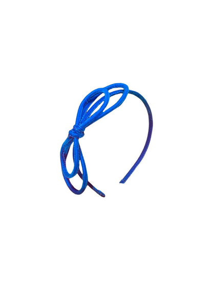 Cerchietto in velluto con fiocco azzurro