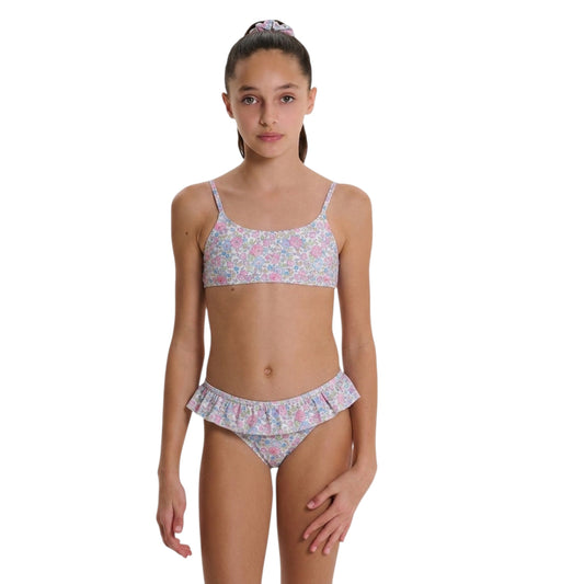 Costume bikini bimba bianco Fiori multicolor Liberty