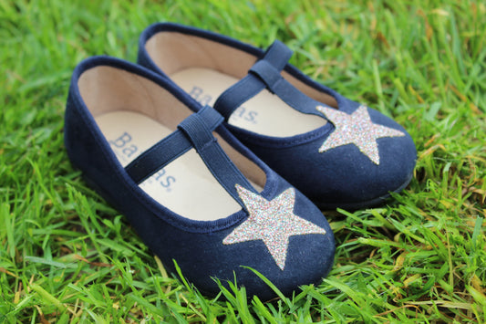 Ballerine stella blu scamosciate