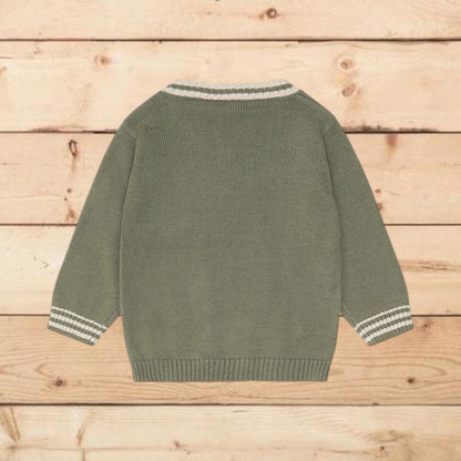 Maglioncino verde con gru