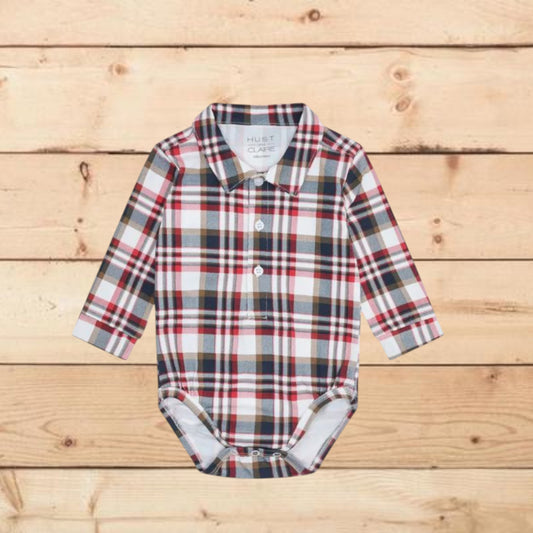 Body camicia motivo tartan rosso