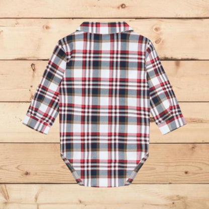 Body camicia motivo tartan rosso