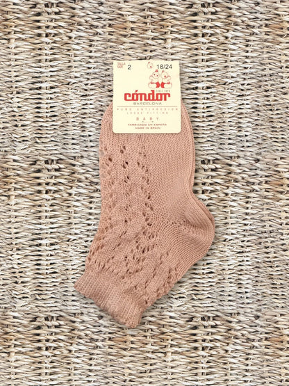 Calzini corti traforati rosa antico