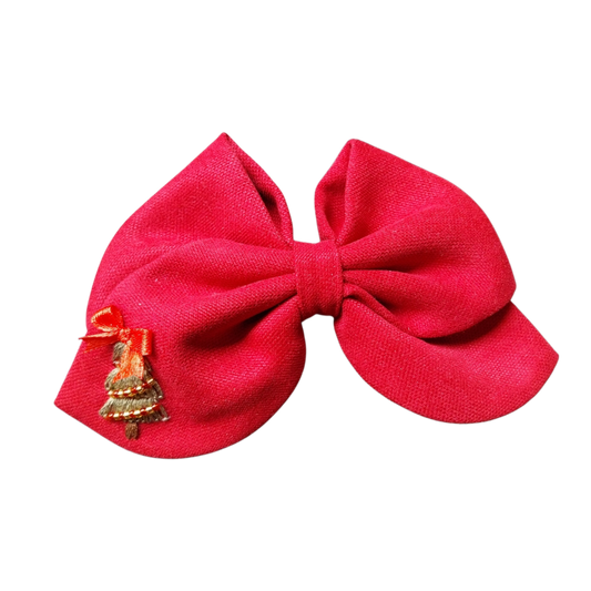 Fiocco per capelli rosso grande Natale albero 1